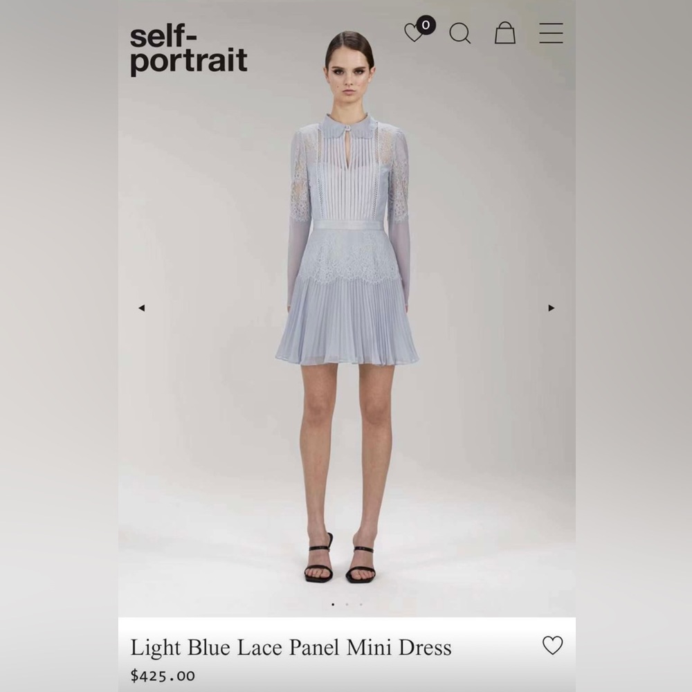 Self Portrait light blue lace panel mini dress